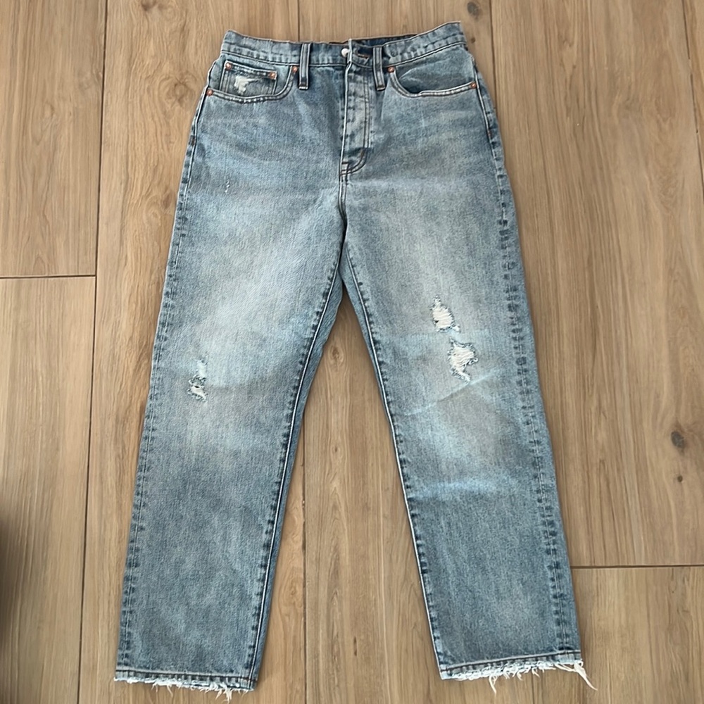 Point Sur J.Crew‎ Womens Light Wash Distressed Straight Leg Jeans Button Fly 26